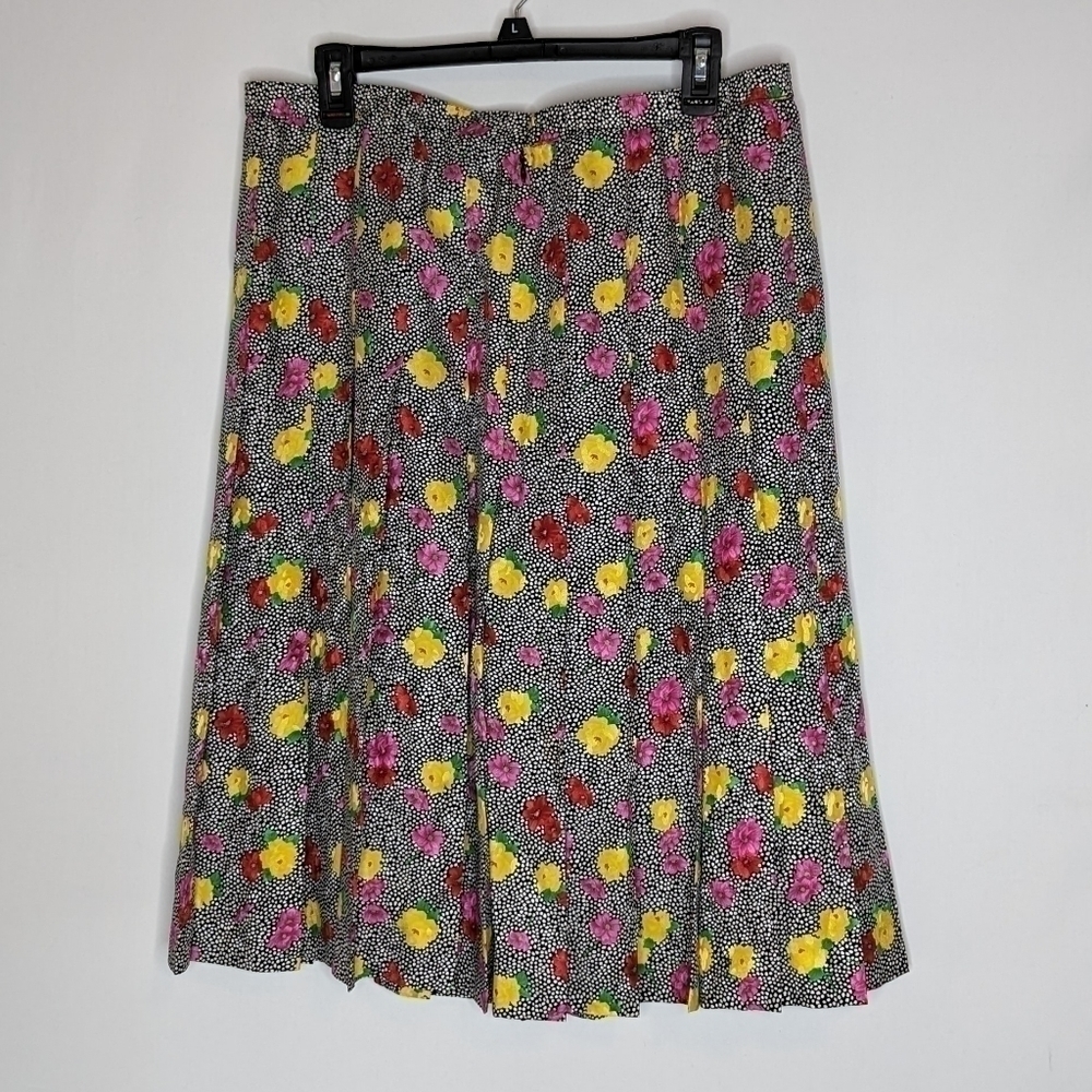 Saks Fifth Ave Skirt by LIHLI Floral Print 100% Silk